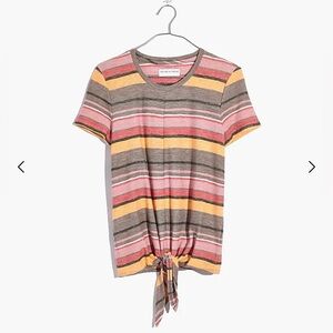 Madewell Texture & Thread Modern Tie-Front Top in Kieran Stripe Size Medium